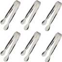 6PCS Ice Tongs Mini Sugar Tongs 4.25Inch Stainless Steel Kitchen Utensils Set,Small Serving Tong and Tiny Kitchen Tong for Appetizers,Tea Party, Coffee Bar, Desserts by Sunenlyst (Silver)