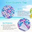 Lovekider Little Girls Swimsuits Two Pieces Swimwears Rash Guard Set Long Sleeve UPF50+ Bathing Suit for Beach 2-8T (7-8 Years, Mermaid Scales Colorful)