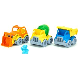 Green Toys Construction Vehicle Includes Scooper, Dumper, Mixer, 1 Character- 3 Pack - 4C
