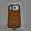 for iPhone 17 Pro Case Leather | iPhone 17 Pro Leather Case with Stand | Compatible with MagSafe with Magnetic Ring Grip Holder (Brown, IP17 Pro-6.3inch)