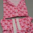 KevaMolly Womens Christmas Lounge Sets Candy Cane Print Pocketed Knotted PJ Set Short Sleeve Xmas Top and Shorts (Medium, Z Pink Red)