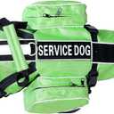 Service Dog Backpack Harness Vest Removable Saddle Bags with Label Patches(Green,S)