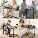 Tv Tray Table, 8-Level Adjustable Height Couch Side Table90 Tilt Angle Adjustments C-Shaped End Table, with Phone & Tablet Slot Sofa Computer Desk for Couch, Sofa, Bed, Chair, Living Room (Brown)