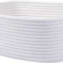 Woven Cotton Rope Storage Basket, Cube Changing Table Organizer for Closet Towels, Baby Nursery Bin, Small Dog Cat Toy Box, Gift Baskets empty (White)
