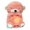 Glyrnur Baby Sound Machine Breathing Otter, Sensory Details Music Lights Rhythmic Breathing Motion Musical Baby Toy Plush for Newborns (Battery Not Includ)