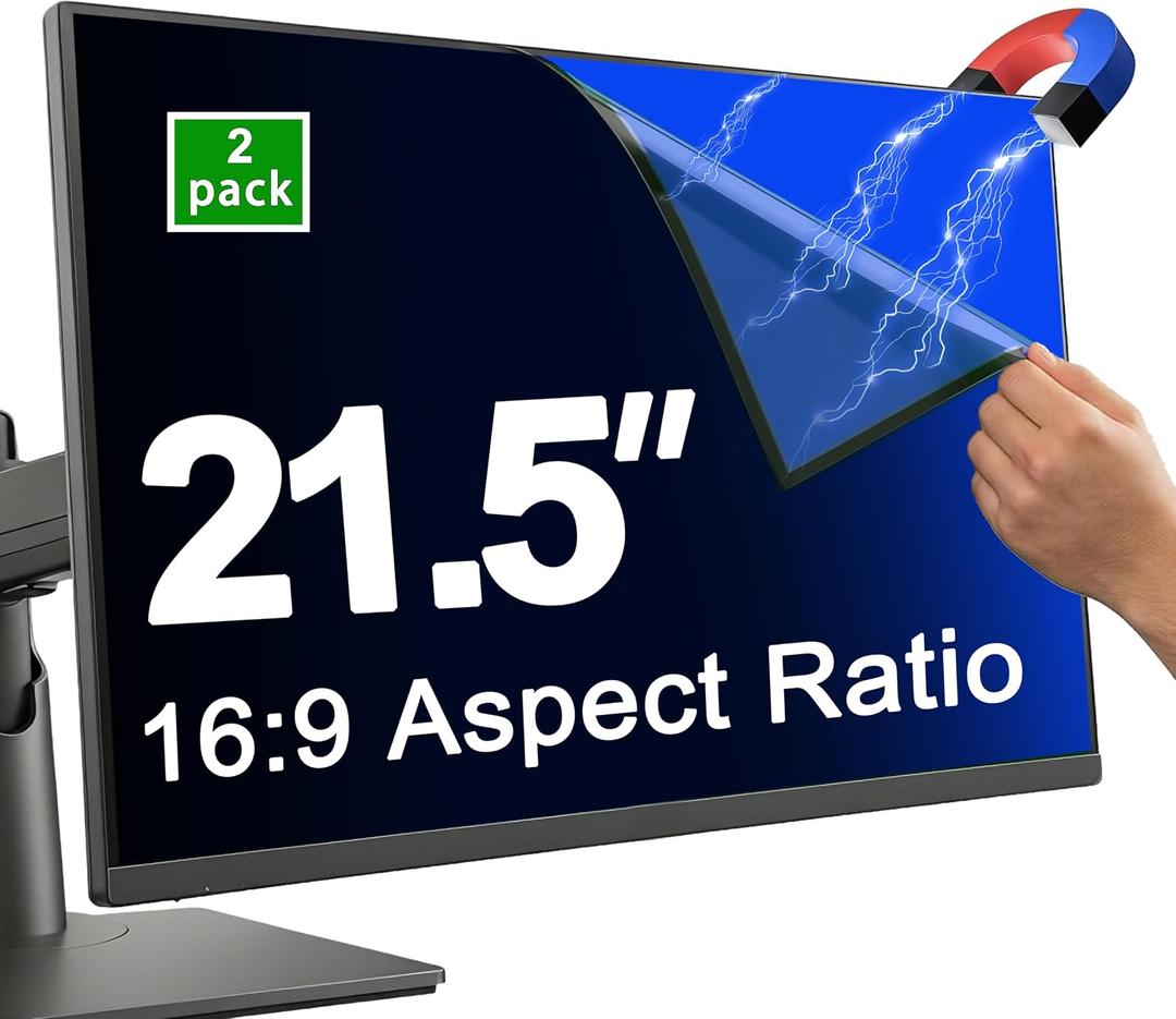 2 Pack 21.5 Inch Privacy Screen for 16:9 Widescreen Monitor, Magnetic Removable Anti-Spy Filter, Anti-Glare Blue Light Reduction Screen Protector, Anti-Scratch