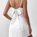 KUTUMAI Bow Tie Mini Dress 2026 Summer Square Neck A Line Graduation Party Short Dresses for Women (White, XS)