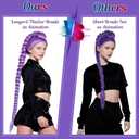 BESTBEL+Hair Cap Purple Braid Wig for Women Long Purple Wigs for Adult Long Braided Anime Wigs Stage Outfits for Women Halloween Party Cosplay