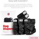 Pet Parents Washable Dog Diapers (3pack) + Extendrs of Durable Doggie Diapers, Premium Dog Diapers Female & Male (X-Small, Black)