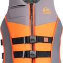 QUIKSILVER Men's Life Jacket, USCG and Transport Canada Approved Type III PFD, Evoprene UV Resistant Life Vest for Adults, for Waterskiing Wakeboarding Rafting Boating Paddleboarding Watersports, Orange, Small-Medium