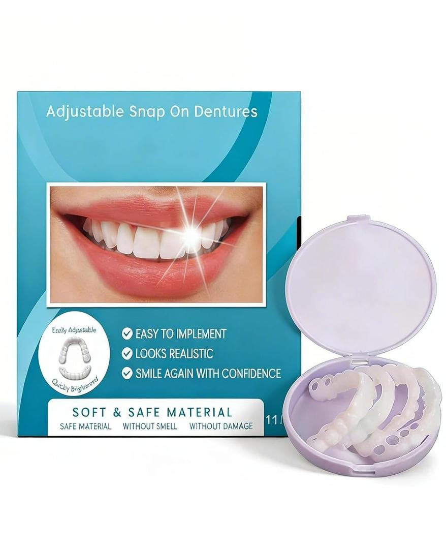 1 Pair Veneers Snap in Teeth, Adjustable Temporary Covers Clip for Women Men