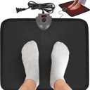 Heated Floor Mat Under Desk for Foot Warmer - Wider 110V Adjustable Temperature Electric Heating Pad - Carbon Crystal & Energy Saving Feet Warmers for Office,Home (Black)