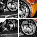 Headlights Fit for 2005-2010 Honda Odyssey Pair of Projection Headlamp Replacement Parts Black Trim Frame Amber Reflector LH+RH
