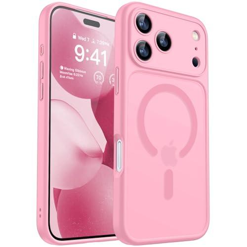 CANSHN Magnetic Compatible with iPhone 17 Pro Max Case, Upgraded [Full Camera Protection] [Compatible with Magsafe] [Translucent Matte] Shockproof Protective Phone Cover 6.9 Inch - Pink