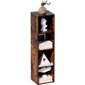 4 Cube Storage Organizer, 4 Tier Cube Low Bookcase Freestanding Storage Display Organizer, Four-Cubes Open Shelf Bookshelf for Home Office (Retro Brown, 4-Cube)