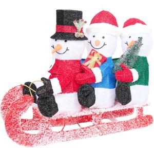 Alpine Corporation 29" H Let It Snow White Fabric Snowman with LED Lights, Indoor and Outdoor Christmas Decor