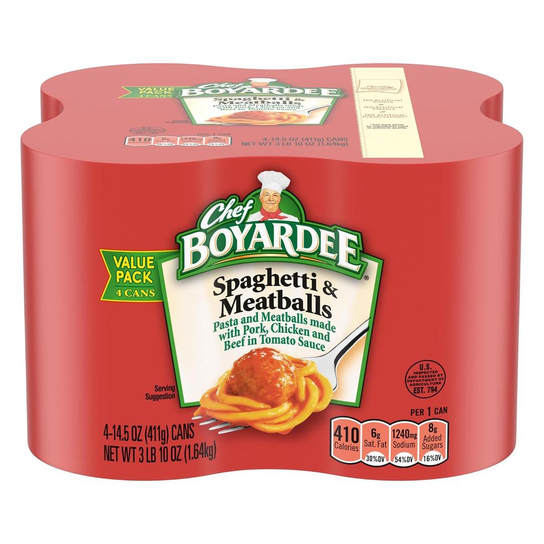 Chef Boyardee Spaghetti and Meatballs, 14.5 Oz Cans, Pack of 4 (EXP 09/16/27)