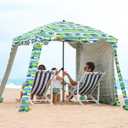 Beach Cabana - 6FT Beach Umbrella with UPF 100+ UV Protection & Sunshade Curtain - Waterproof Tent - Portable Shade, Easy to Set Up, Perfect for Family & Friends (Shark)