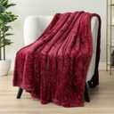 PAVILIA Sherpa Throw Blanket for Couch Sofa, Wine Red Fluffy Warm Plush Blanket for Bed, Cozy Super Soft Lightweight Throw, Fuzzy Decorative Blanket, All Season Home, 50x60