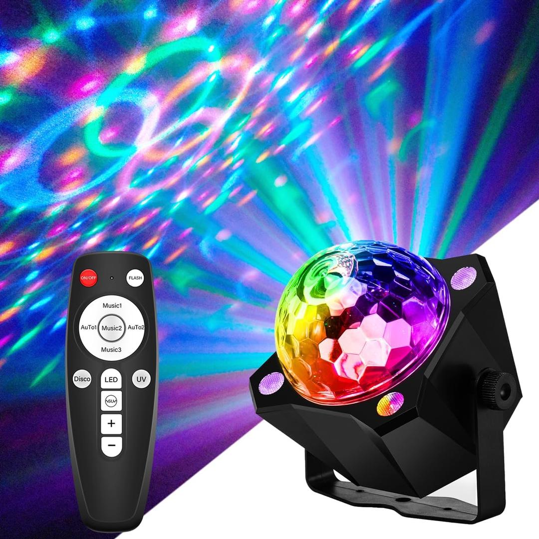 Disco Ball Lamp with Sound Activated Strobe Light and Remote Control, Party Lights Kit for Home Karaoke, Club, Wedding Events