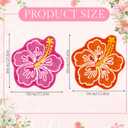 Drydiet 2 pcs 24 in Cute Hibiscus Flower Bathroom Rugs, Soft Thickened Microfiber Absorbent Quick Dry Non-Slip Bathtub Floor Mat, Machine Washable Plush(Hibiscus Flowers)