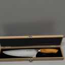 Damascus Chef Knife in Japanese Steel, 67-Layers Damascus Kitchen Knife with Wooden Gift Box and Original Olive Wood Handle, Cooking Knives for Home Kitchen Gift Idea