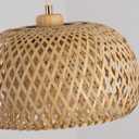 Bamboo Pendant Light Fixture One-Light Adjustable Boho Basket Handmade Woven Pendant Lighting for Kitchen Island Sink Farmhouse Dining Room