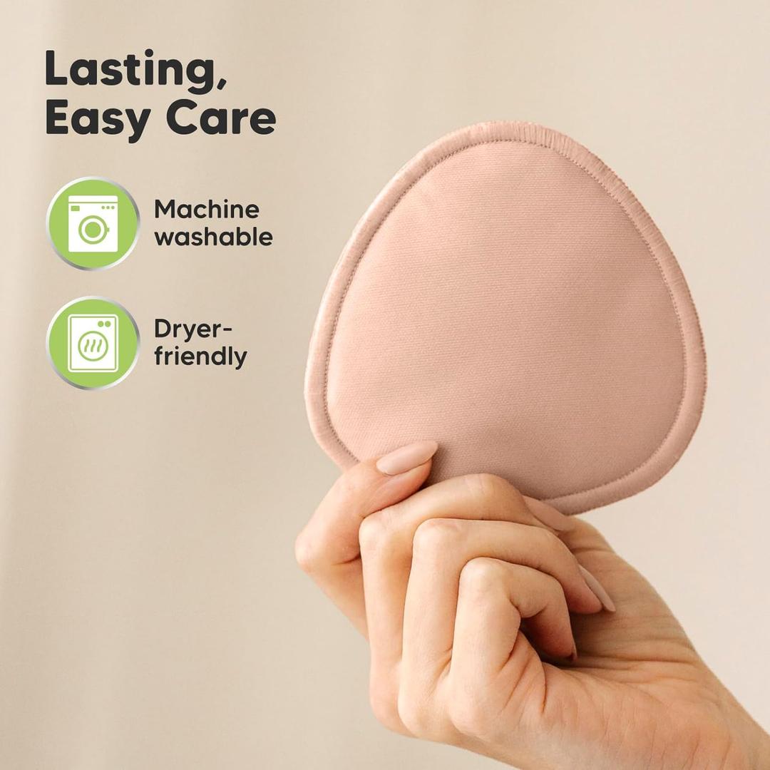 4-Pack Organic Nursing Pads - Washable Breast Pads for Breastfeeding, Nursing Bra Nipple Pads for Breastfeeding, Pumping Bra Reusable Breast Pads, Maternity Breastfeeding Bra Pads (Neutrals, M 3.9") (Medium 3.9")