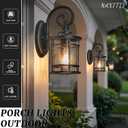 Modern Outdoor Wall Sconce Lights Exterior LightIing Fixtures with Water Ripple Glass Black Finish Die-Casting Aluminum Outdoor Porch Lights for Garden Garage Yards 15.5 Inch Height