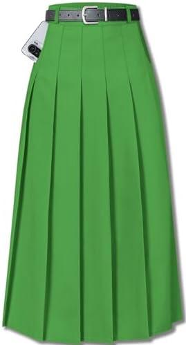 SANGTREE Women's Girls A-Line Long Pleated High Waist Fashion Skirt, School Uniform Cosplay size L