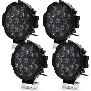 ANTOM 7" 51W Led Tractor Work Lights, 12V Round Off-Road Driving Flood Lights for Tractor, Trailer Cargo, Jeep Wrangler, Tow Truck