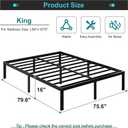 Maenizi 16 Inch King Bed Frame No Box Spring Needed, Heavy Duty King Platform Bed Frame Support Up to 3000 lbs, Easy Assembly, Noise Free, Black