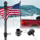 HIBLE 5 Foot Carbon Fiber Flag Pole Single Piece Flag Pole for Truck, House, Boat, Vehicle, SUV (1 Inch, Fit 2x3 FT Flag and 1-1.25 Inch Mount) (Black)