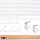 40FT H Track Lighting Rails Kit White H Type Track Rails with Floating Canopy Connector, End Caps, Live End Feed and T L Connector, Compatible with Single Circuit H Style