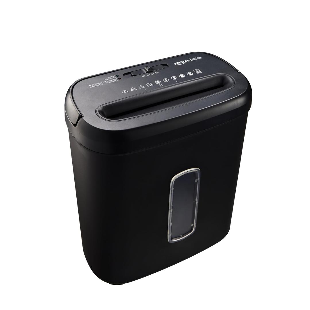 Basics 8Sheet High Security Cross Cut Paper and Credit Card Shredder with P4 Security, Auto Shutoff, Black