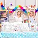 HOWAF 100th Day of School Coloring Goodie Bags with 12 Paint Pens 100 Days of School DIY Treat Bags White Paper Goodie Bags Color Your Own 100th Day Activities Gifts Craft Bags Classroom Supplies