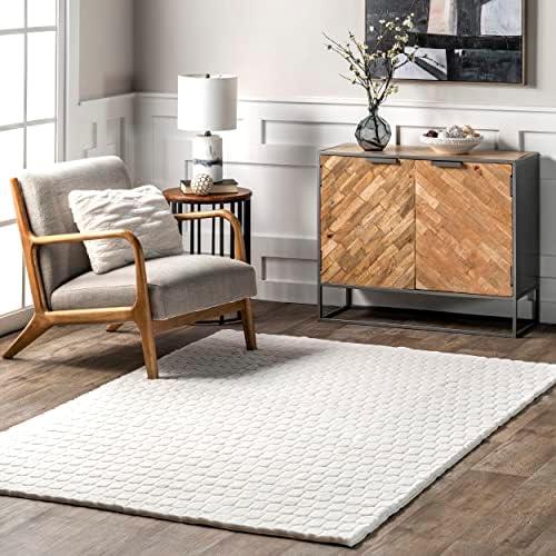 nuLOOM 3'9" x 6' Cozy Plush SuperiorWash Area Rug, Machine Washable, Non-Slip, Soft Fluffy Shag Carpet for Living Room Bedroom Kids Room Nursery Home Decor, Nia White