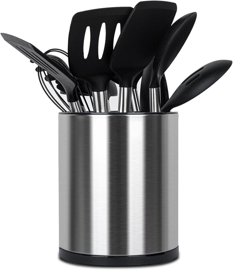 Kitchen Utensil Holder for Countertop 360 Rotating Utensil Caddy Extra Large Utensil Crock Cooking Utensil Holder for Kitchen Counter