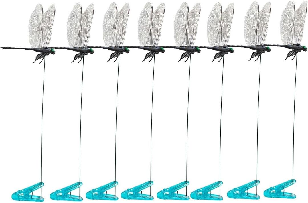 8 Pack Fake Dragonfly Clip, Dragon Fly Hat Clip,3D Fake Dragonfly Clips Outdoor Simulation, Waterproof Plastic Dragon for Patio Garden Decoration, Multicolor Waterproof (C)