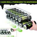 SCAVATA 4 Pack Tall Skinny Can Organizer for Refrigerator, Stackable Large Soda Cans of 16oz & 17oz Beverage Energy Drink Container Holder Dispenser with Lid for Fridge, Clear Storage Plastic Bins