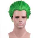 BERON Mens Green Wig Short Straight Wigs for Boys Cool Light Green Hair Wigs for Halloween Costume Cosplay