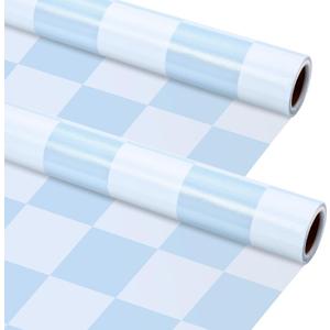 Kolldenn Blue 2 Rolls Checkered Fabric Bulletin Board Paper Roll, 4x12ft