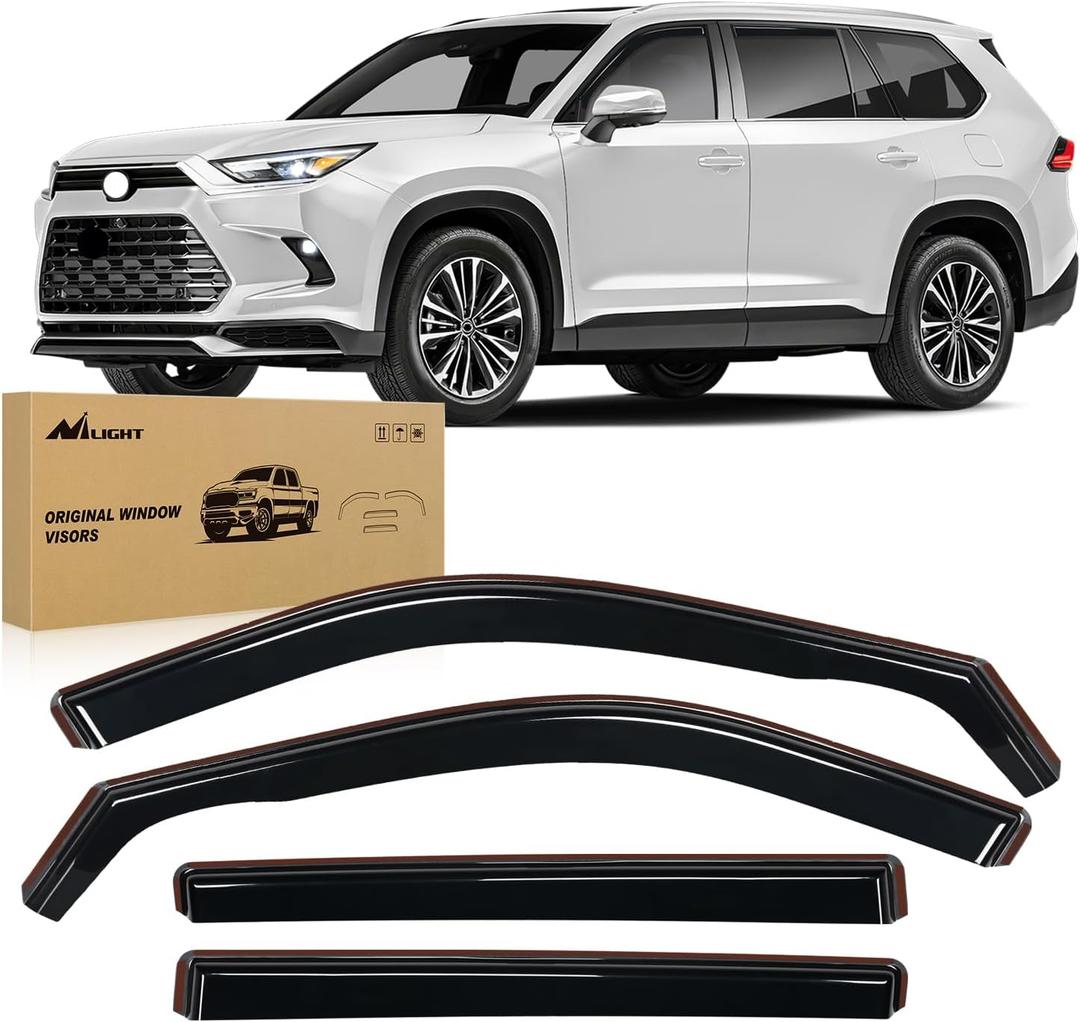 Nilight in-Channel Window Rain Guards for Toyota Highlander 2020-2026, Side Window Deflectors Vent Visors, Smoke Tint, Car Window Shade for Rain/Snow, Reduce Wind Noise, Car Wash Safe, 4PCS