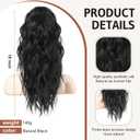 FLUFYMOOZ Ponytail Extension, 18 Inch Claw Clip Ponytail Extension, Wavy Curly Claw Clip in Ponytail Hair Extensions, Natural Fake Ponytail Synthetic Hairpiece for Women (Natural Black)