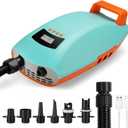 Swonder Seawolf Paddle Board Pump w/ 9000mAh Battery Powered, 2X Faster 20 PSI SUP Electric Air Pump w/Dual Cylinders, Dual Stage, Active Cooling System for Inflatable Paddleboard, Kayak (Cyan/Tangerine)