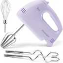 Handmixer Electric Handheld - 7 Speed Portable Kitchen Mixer Electric with 5 Stainless Steel Accessories Whisk, Food Beater for Whipping Mixing Cookies Cakes Eggs, Purple