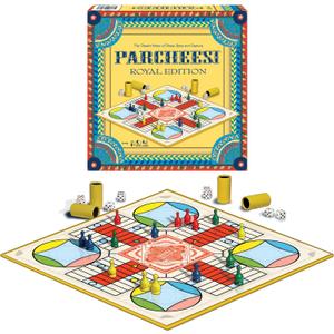 Parcheesi Royal Edition by Winning Moves Games USA, Classic Family Favorite Featuring Charming Artwork, Tokens and dice Cups for 2-4 Players, Ages 8+ (6106)