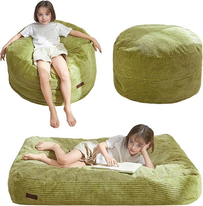 MAXYOYO Bean Bag Chair Bed, Convertible Bean Bag Folds from Lazy Chair to Floor Mattress Bed, Machine Washable Corded Fabric, Floor Sofa Couch for Boys and Girls