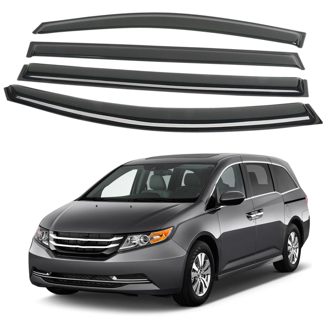 4PCS Rain Guards Fit for Honda Odyssey 2011-2017, Durable Front & Rear Window Visors Wind Deflector, Outside Mount Vent Shade Shield 2011 2012 2013 2014 2015 2016 2017