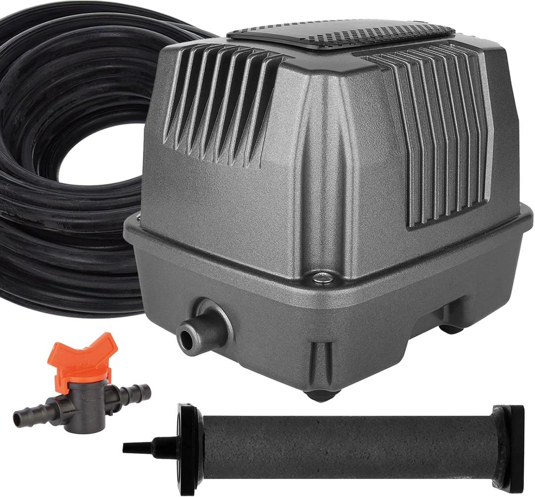 AquaMiracle All-in-One Koi Pond Aerator for Outdoor Ponds, Pond Air Pump Pond Aeration System with Self-Sinking Airline Flow Control Rubber Air Diffuser